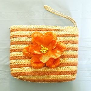 Vintage Straw Wristlet Clutch Purse Wallet w/ Flow